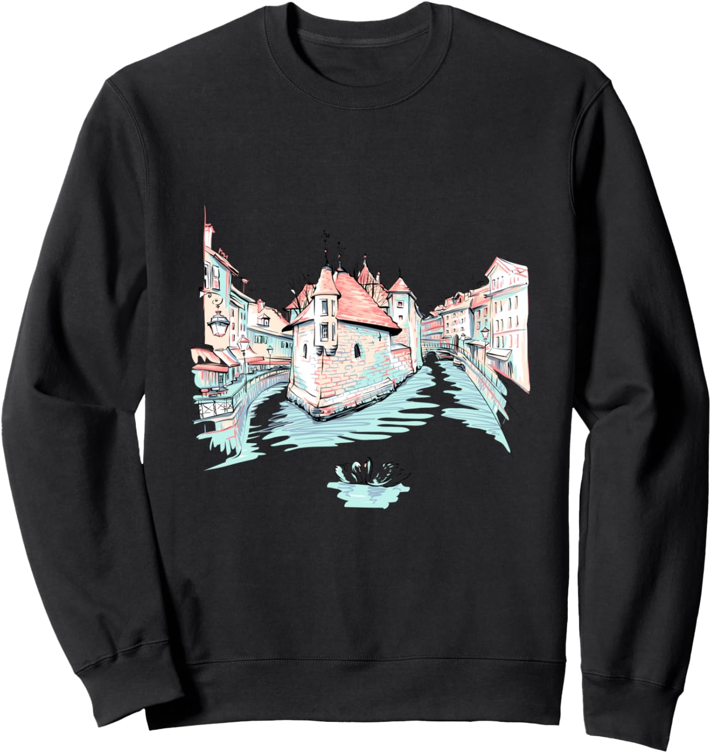 

Anussie - Венеция - Гондолы - Толстовка с цветным дизайном Venice-Annecy, черный