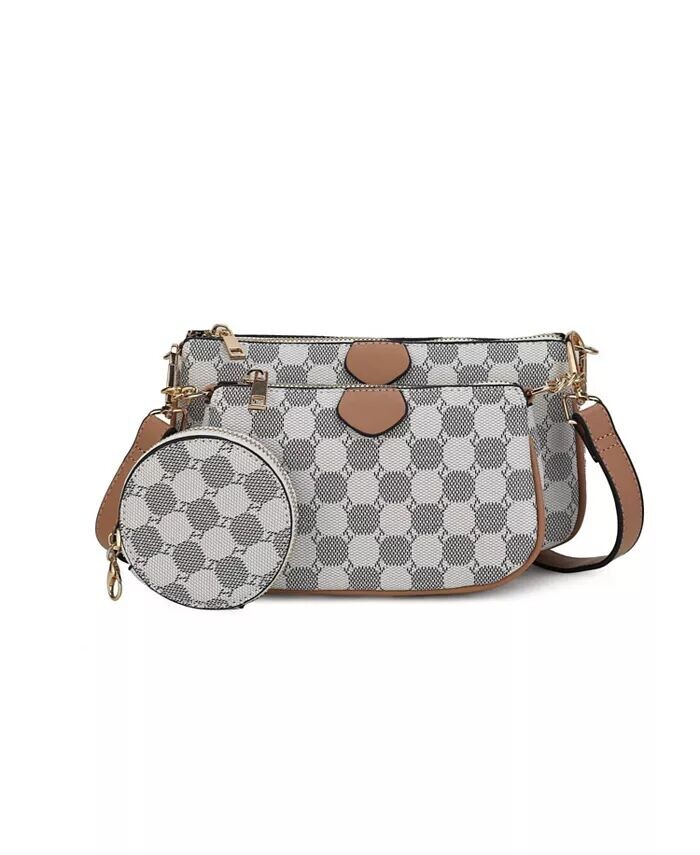 

Набор Evanna из 3 предметов: сумка через плечо, клатч и мини-мешочек для монет от Mia K Mkf Collection, бежевый