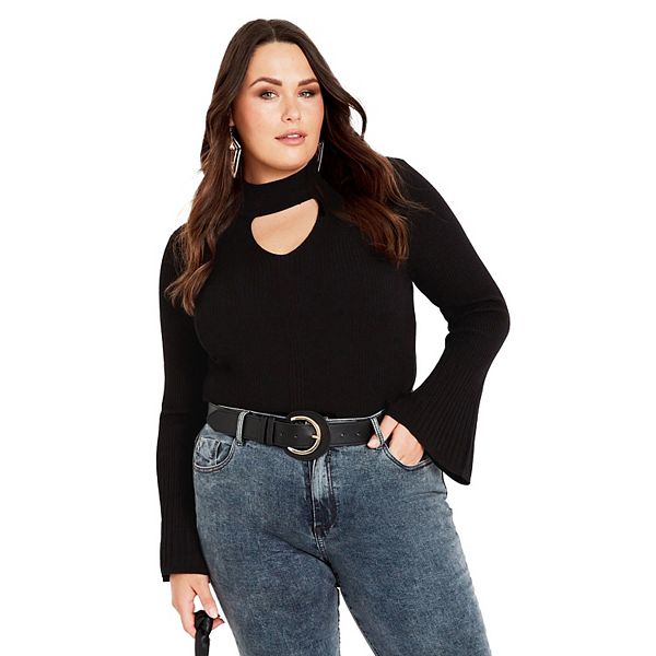 

Женский свитер Zoe Plus Size с рубчиком Avenue, Black