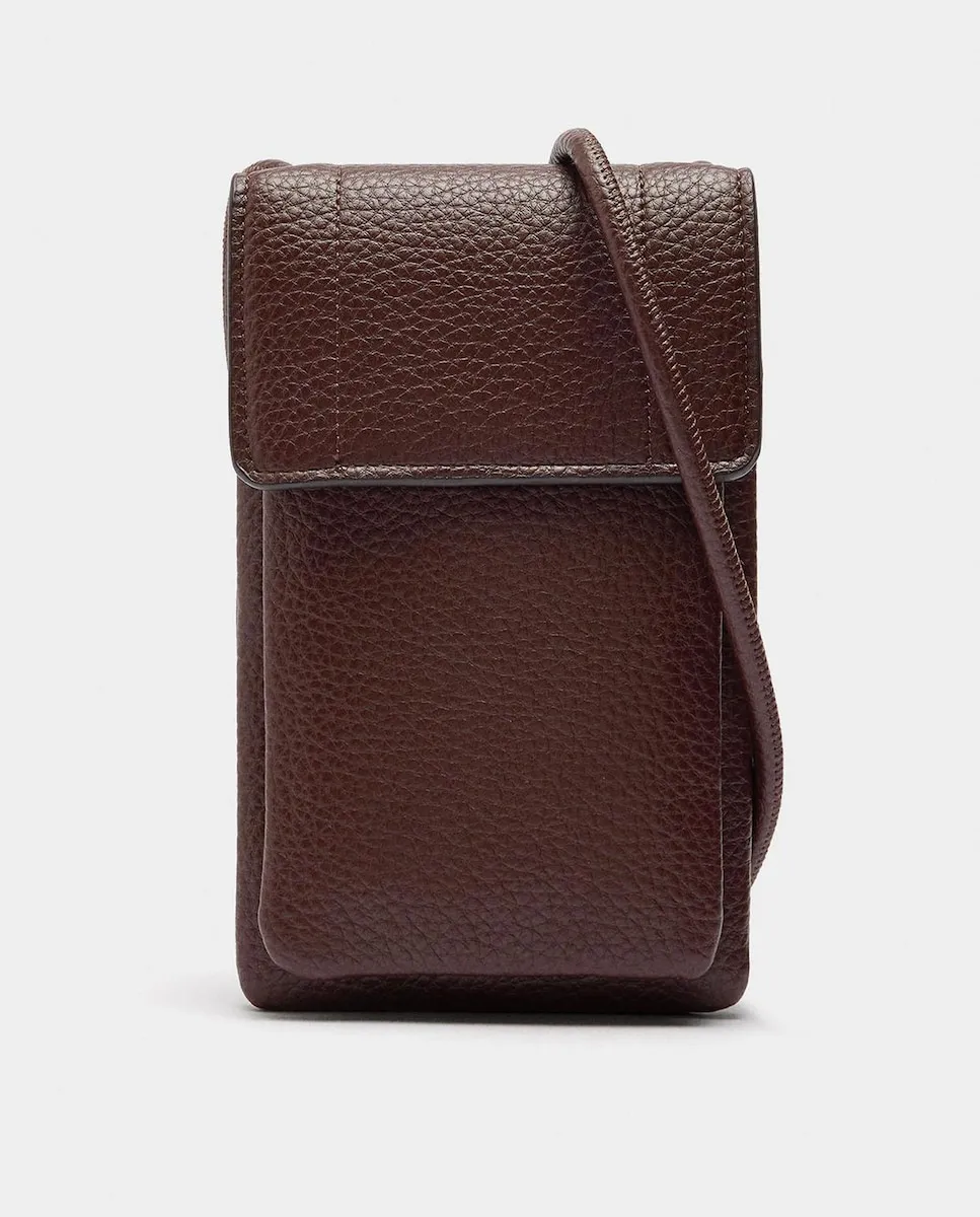 

Сумка для мобильного телефона, трансформируемая в наплечную с клапаном и магнитной застежкой, однотонная Parfois, темно-коричневый