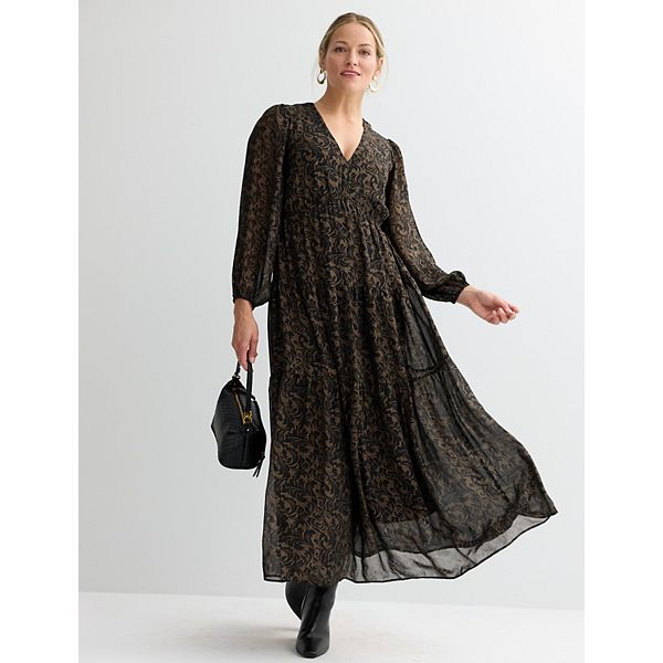 

Женское платье макси с V-образным вырезом и ярусами Robbie Bee