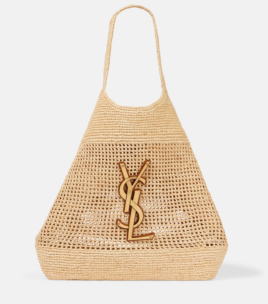 

Сумка-тоут Icare Maxi из рафии Saint Laurent, Naturel + Brown Gold
