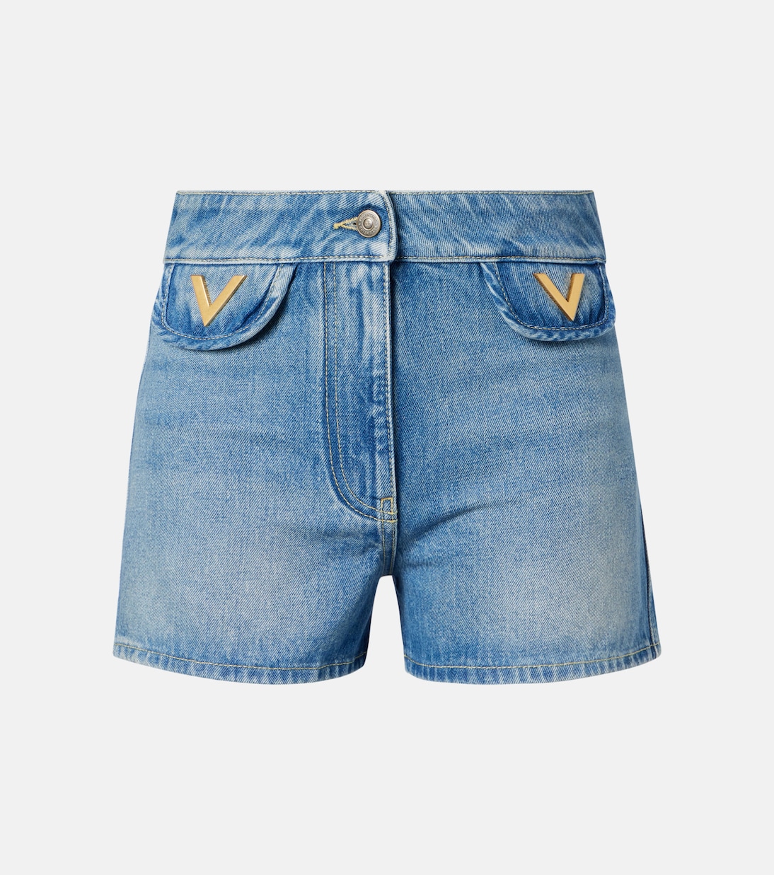 

Джинсовые шорты средней посадки VGold Valentino, Medium Blue Denim