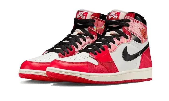 Детские высокие кроссовки с принтом Air Jordan 1 High OG Spider-Man Across the Spider-Verse Jordan, University Red Black White — фото 2