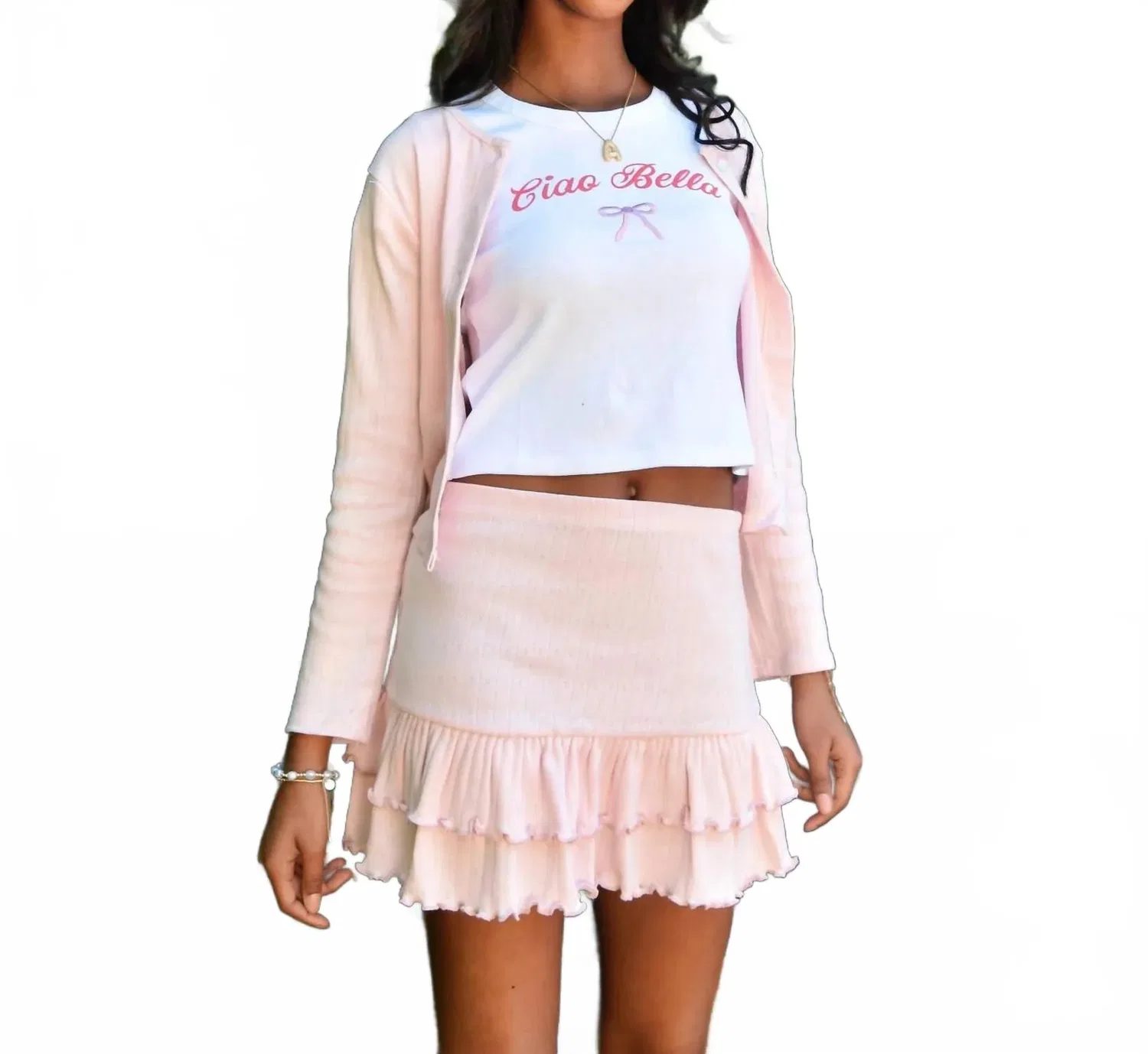 Детский кардиган с длинным рукавом Kiki Pointelle Cheryl Creations, розовый — фото 2