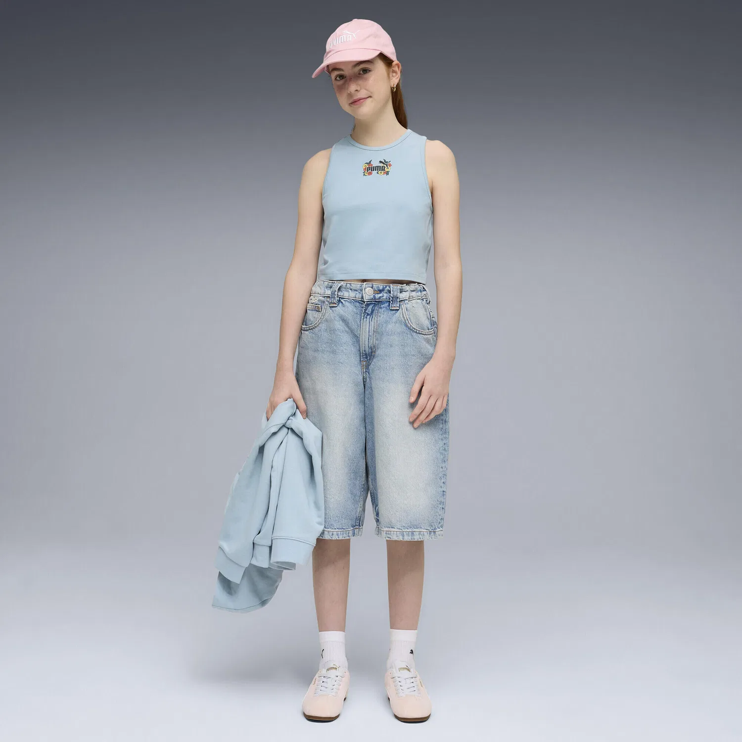 Детская майка-топ с принтом Slim MID 90s Puma, Blau Weiss — фото 4