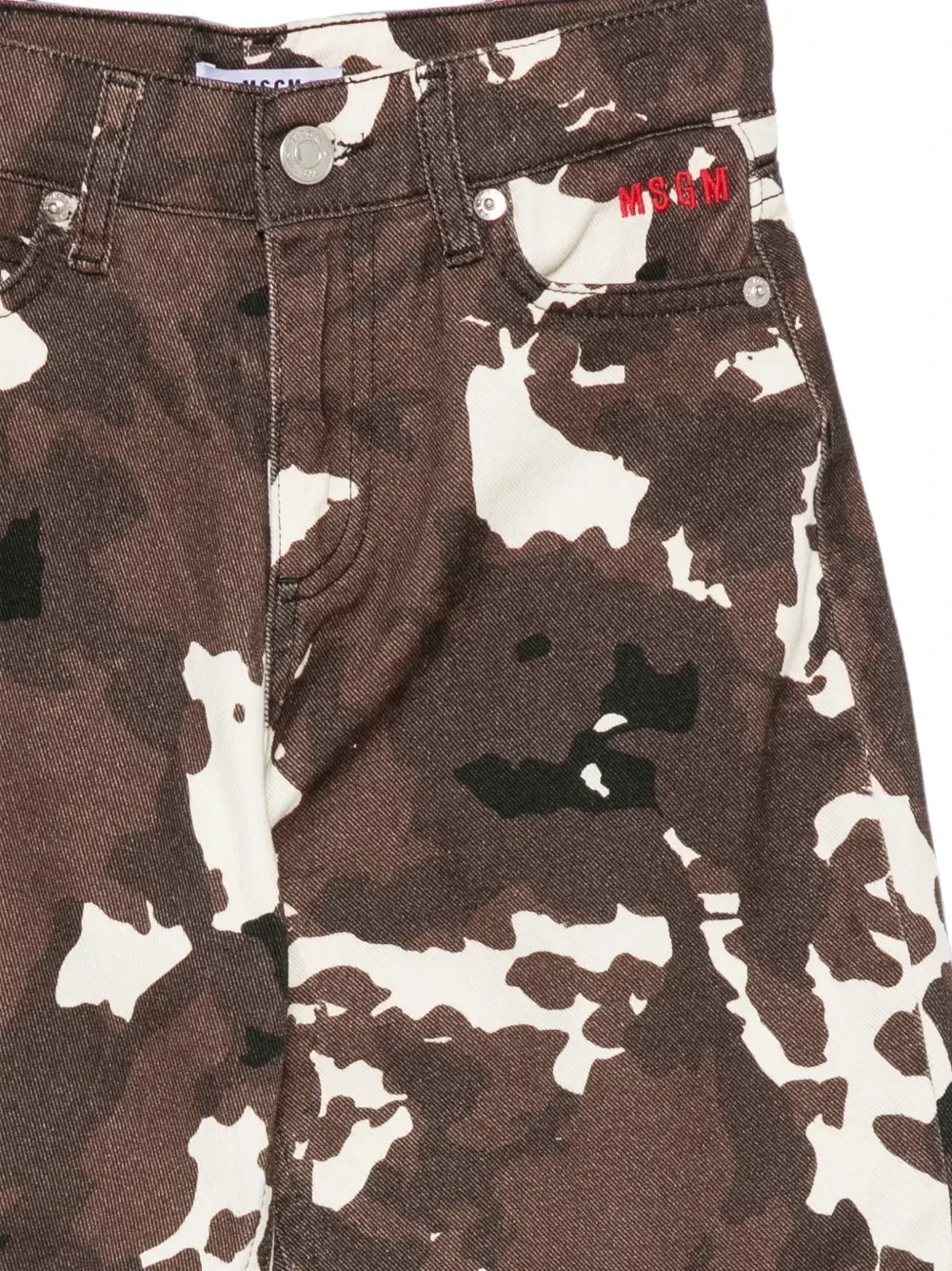 Джинсы прямого кроя с камуфляжным принтом Msgm Kids, коричневый — фото 3