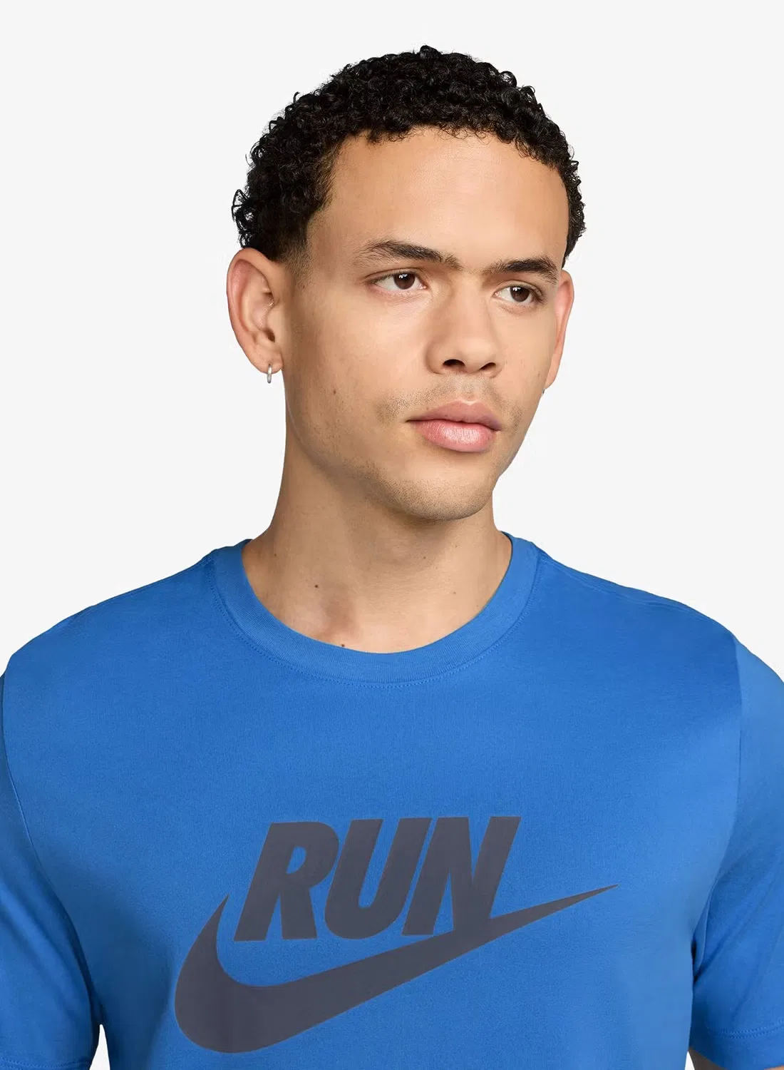 Футболка с принтом Dri-Fit run swoosh Nike, синяя