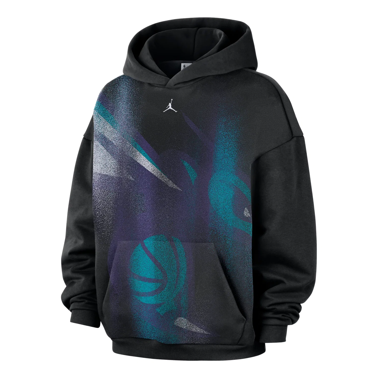 Мужское худи для баскетбола Charlotte Hornets Standard Issue Fleece Hoodie 'Black White' Nike, Black/White