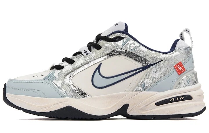 

Кастомизированные кроссовки Nike Air Monarch 4 Unisex, бежево-голубой