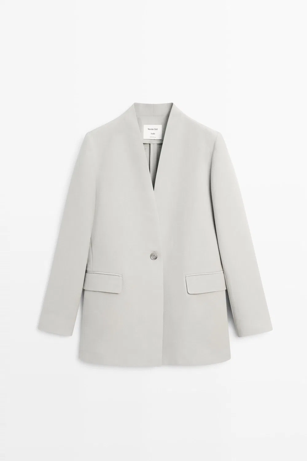 Пиджак Massimo Dutti Studio Suit Blazer With Button Detail, серый меланж — фото 2