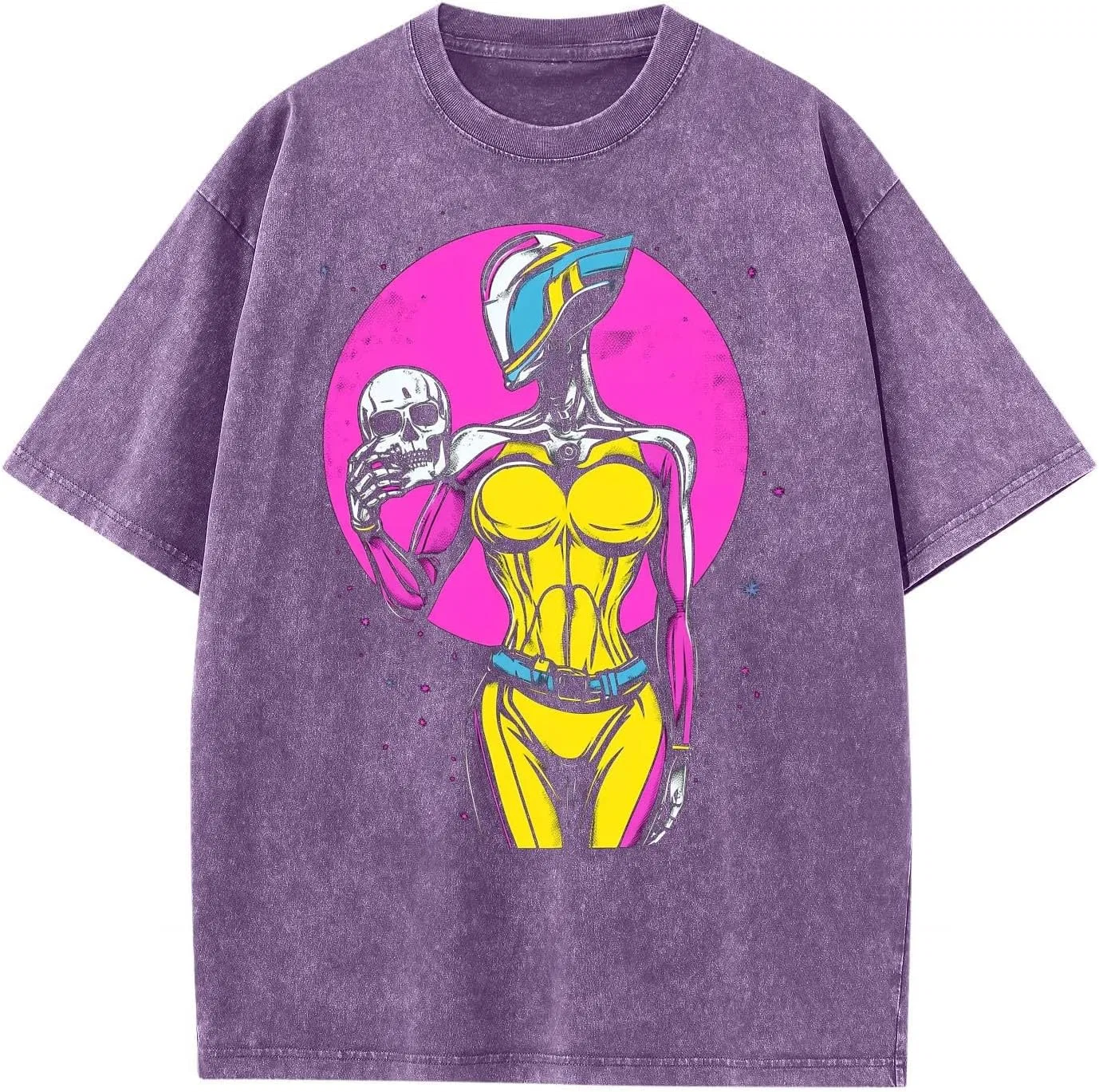 Мужская футболка оверсайз с 3D-принтом, Vintage Washed Shirt, Purple