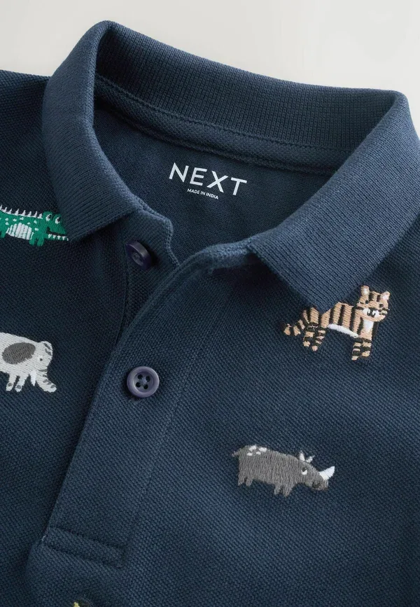 Комплект из поло и шорт с вышивкой сафари Next темно-синий All Over Embroidery Safari Animals — фото 3
