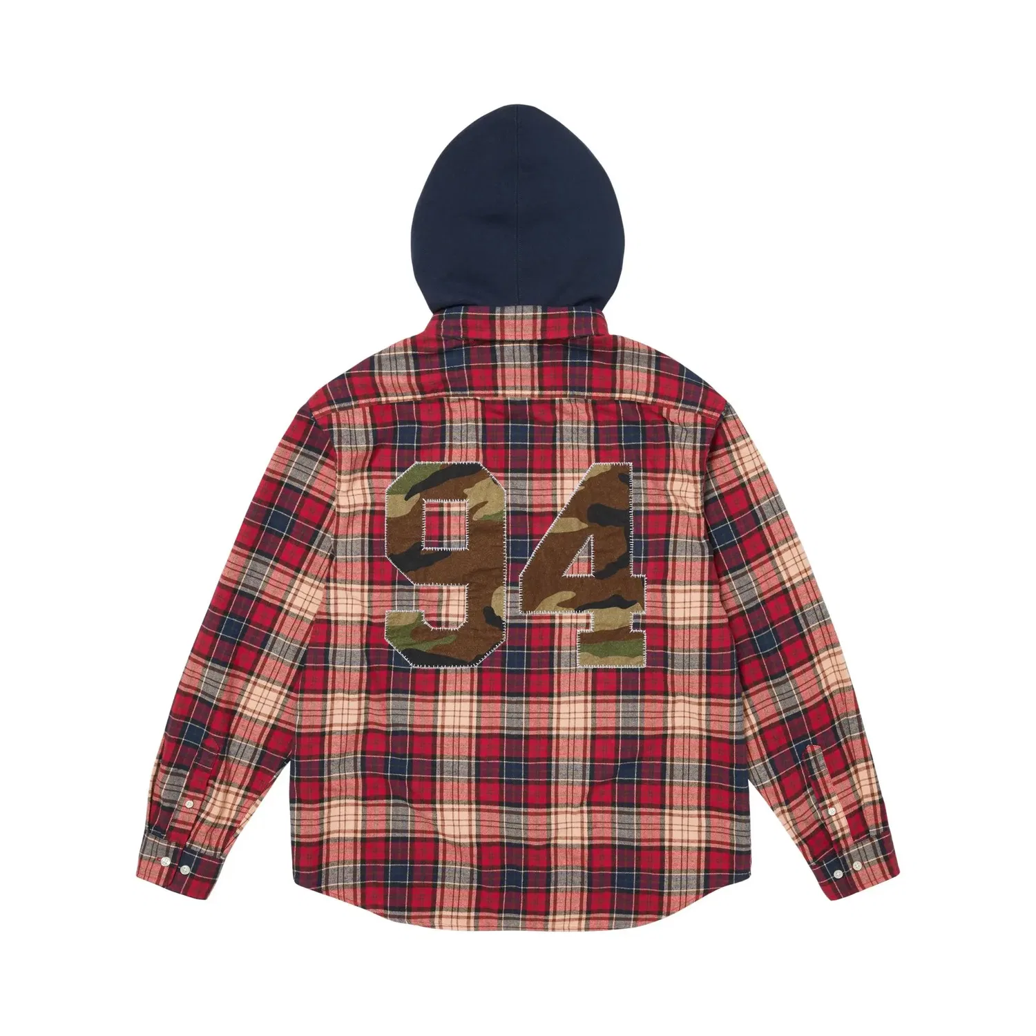 Фланелевая рубашка с капюшоном и аппликацией Supreme, Red — фото 2