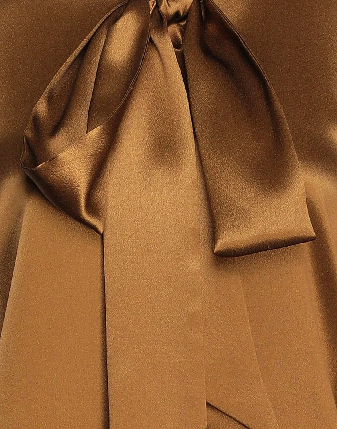 Женская блуза с бантом из шелка Saint Laurent, коричневый — фото 4