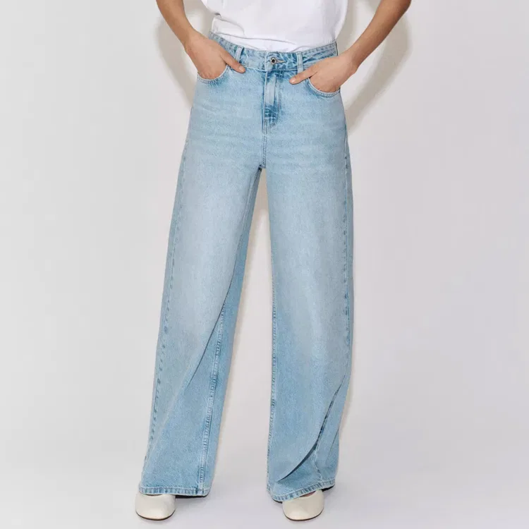Женские джинсы свободного кроя с широкими штанинами ZARA, Light Blue — фото 3