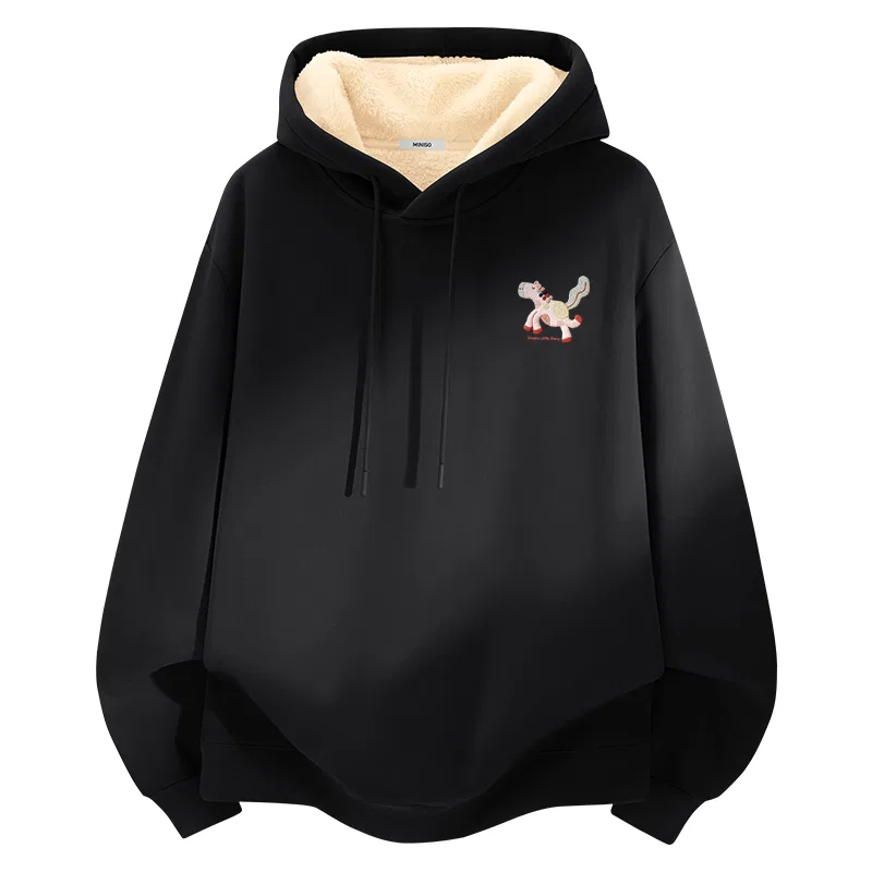 Свитшот детский с принтом Thermal Sherpa Black (Romantic Colt Chest Logo) MINISO, Thermal Sherpa Black (Romantic Colt Chest Logo)