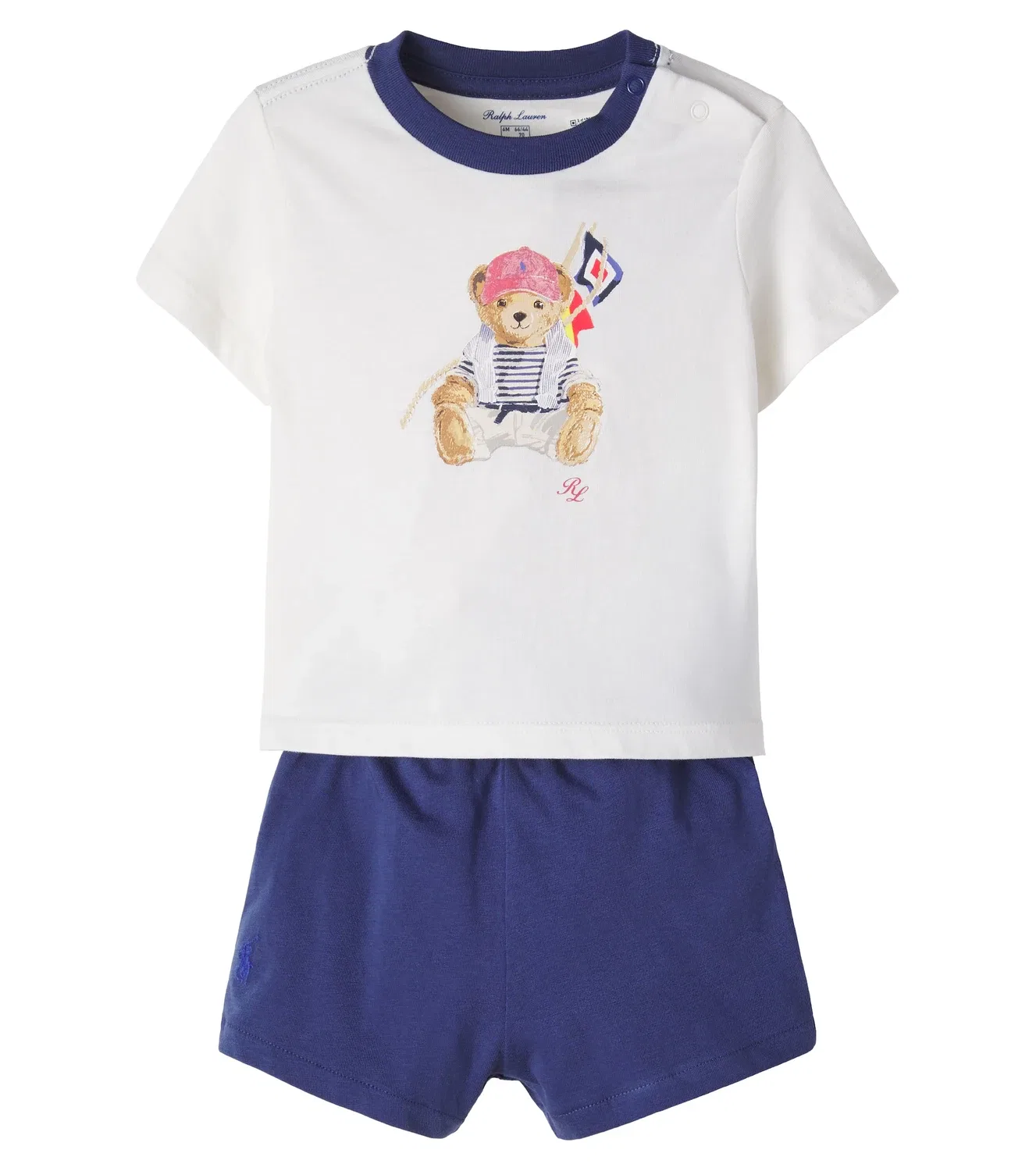 Комплект из футболки и шорт с пуговицами на плече Polo Ralph Lauren Kids, белый