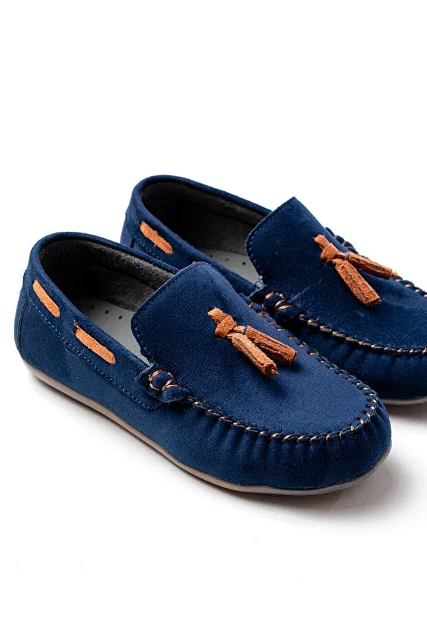 Детские лоферы для мальчиков с замшевой отделкой P Papuccum Ortopedi Çocuk Ayakkabıları, Navy Blue