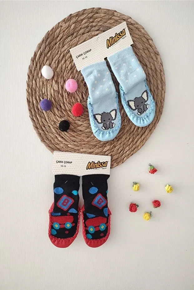 Детские носки для новорожденных хлопковые Nazli baby baby 2 pieces sandal socks Dubi Baby, Multicolor