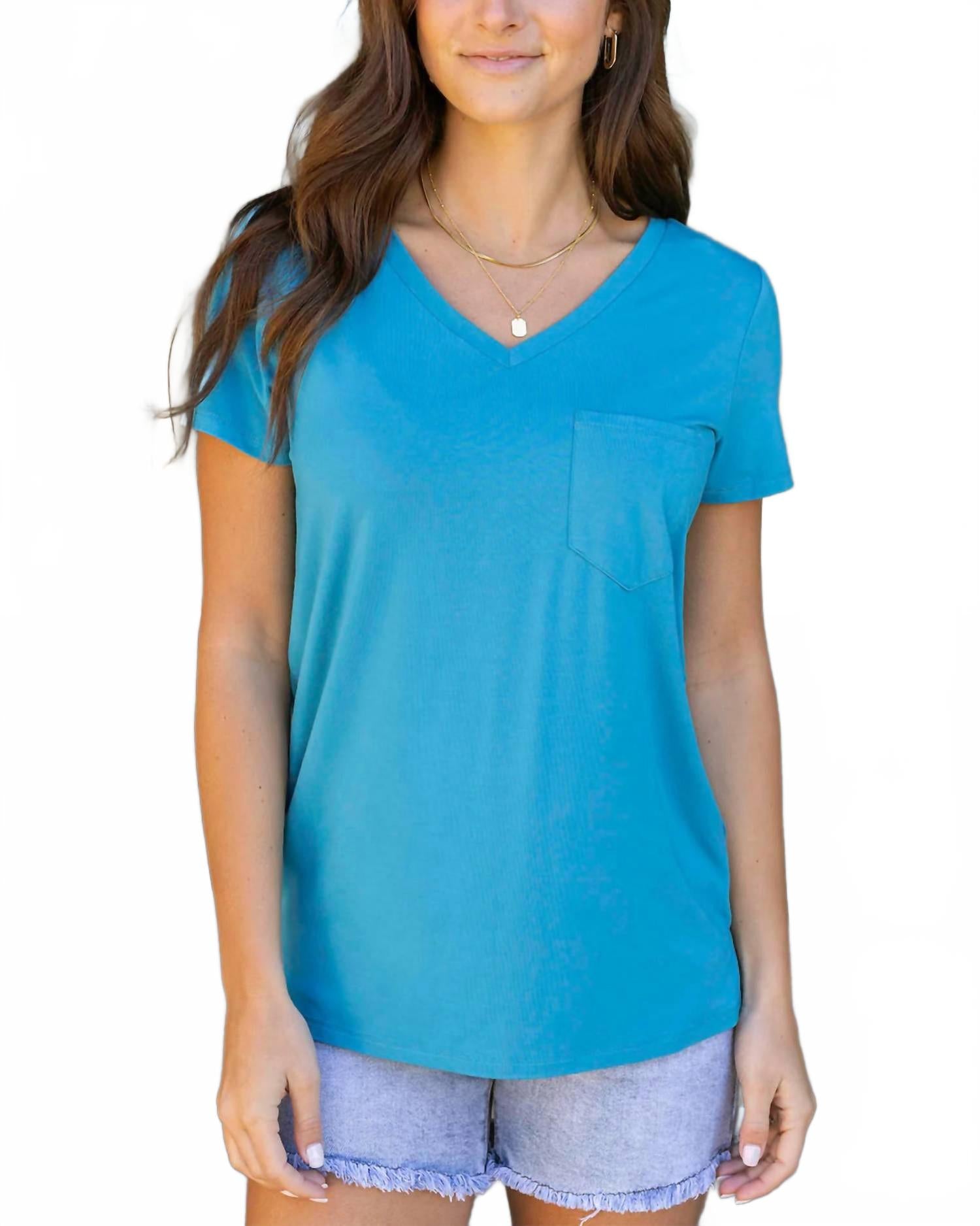 

Футболка True Fit Perfect Pocket в цвете морской волны Grace and Lace, Teal