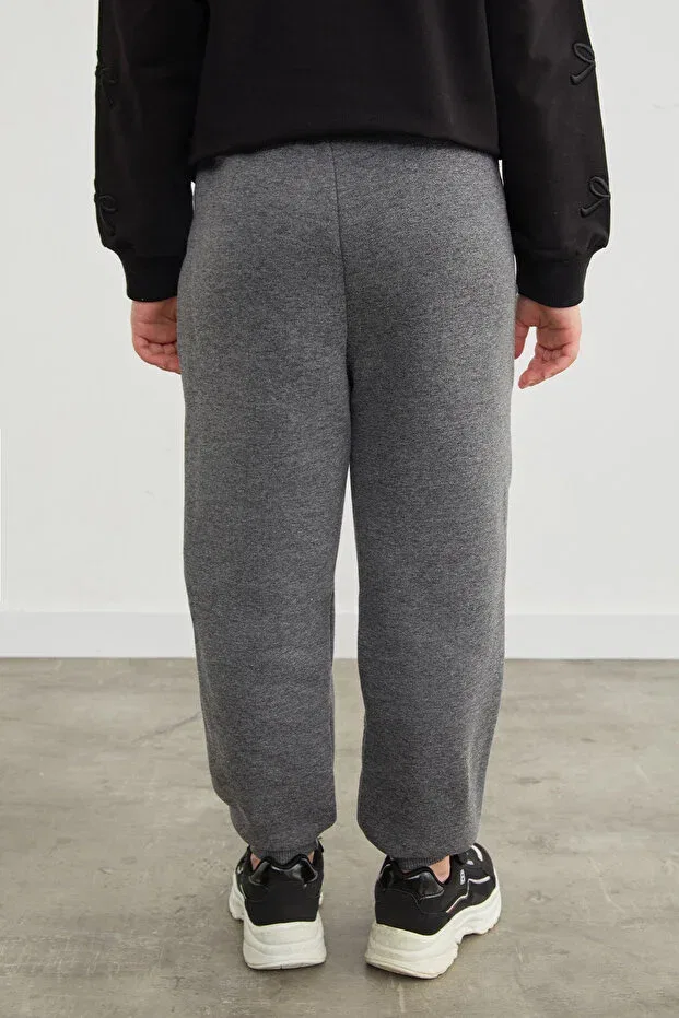 Детские спортивные штаны для девочек с принтом Fulla Moda, Smoke Grey — фото 4