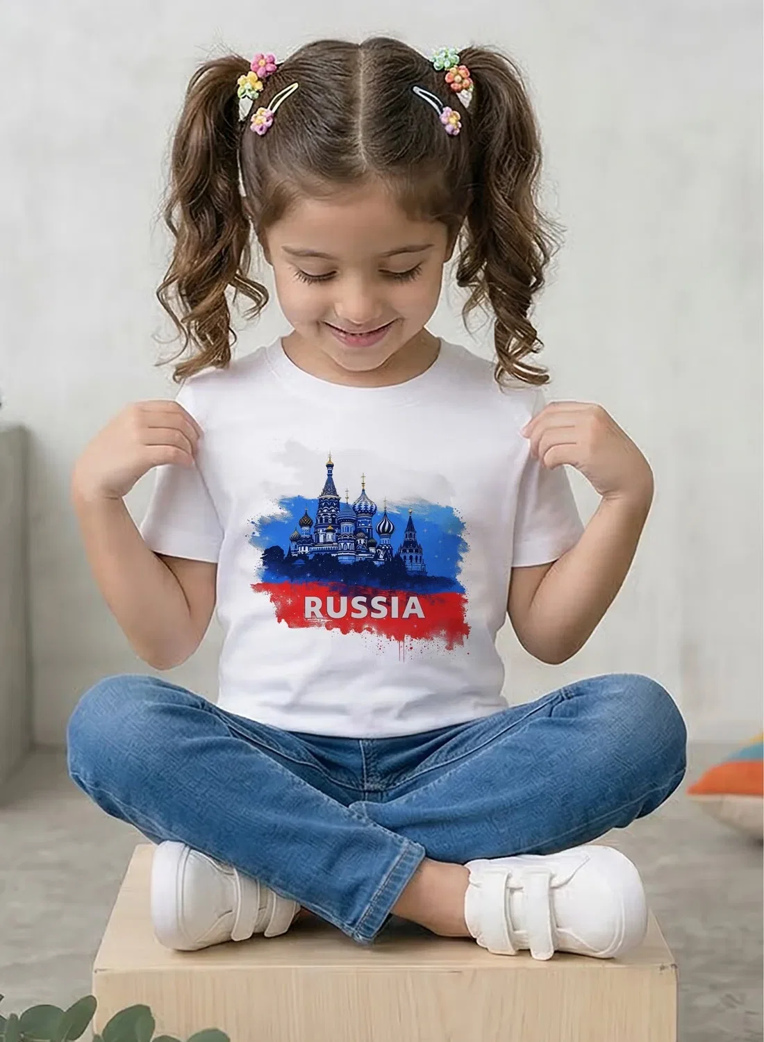 Футболка с принтом флага России Funkaar, белый — фото 3