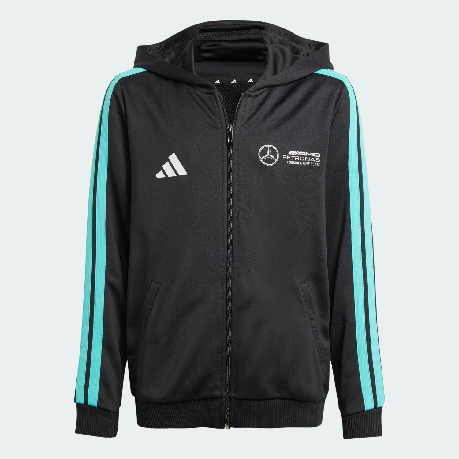 Детское худи с принтом Mercedes-AMG Petronas Formula One Team DNA Adidas, Schwarz Weiss
