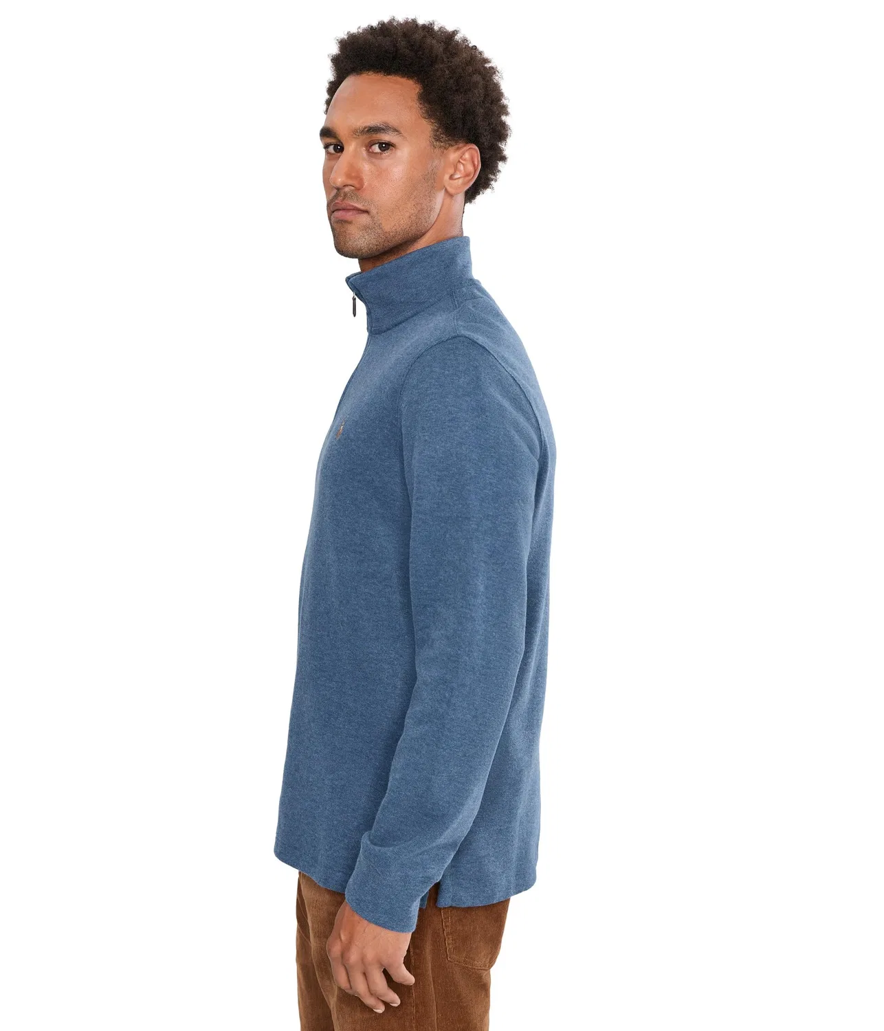 Пуловер Estate-Rib с застежкой-молнией на четверть длины Polo Ralph Lauren, Derby Blue Heather — фото 3