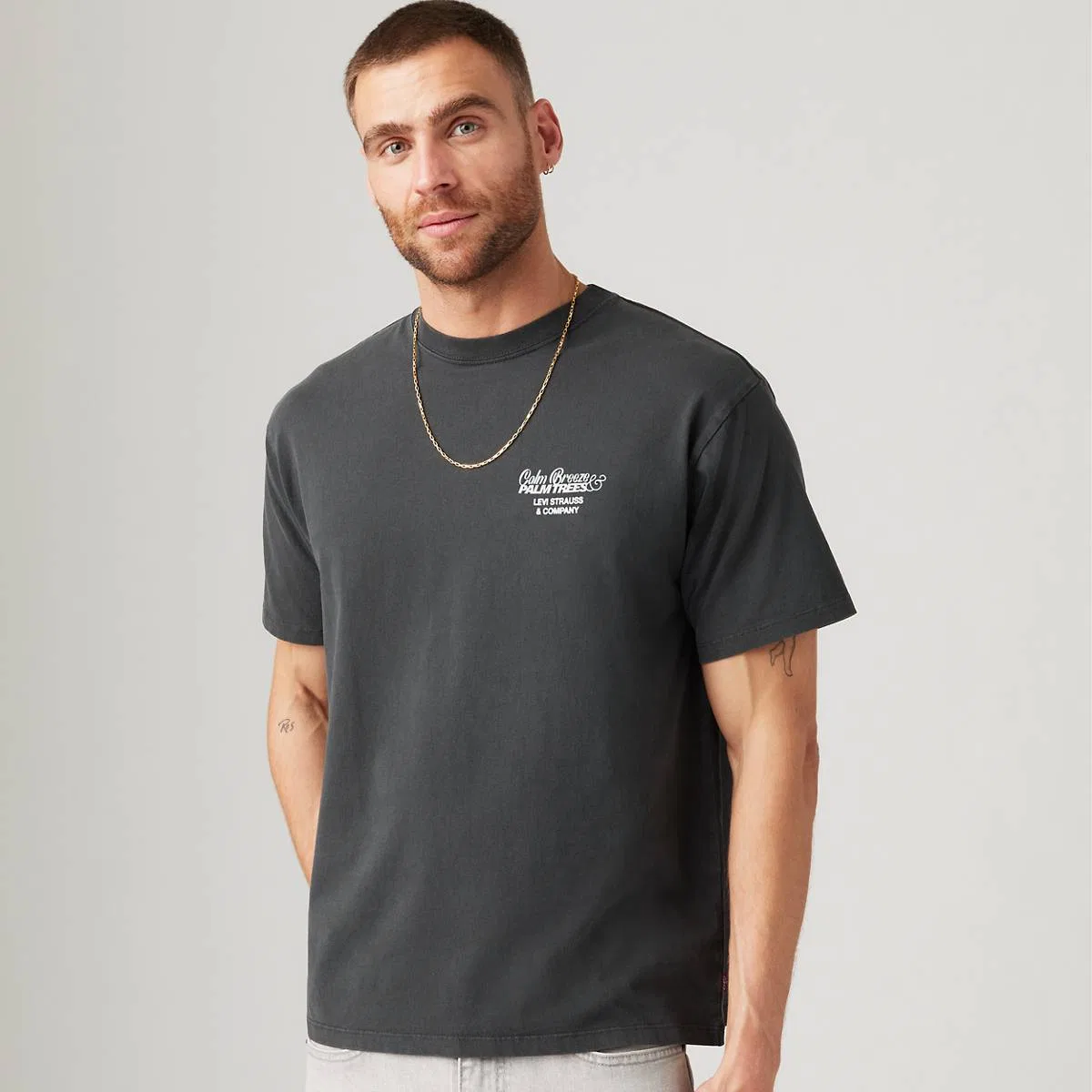Винтажная футболка с графическим принтом Levi's, Calm Breeze Palm Phantom - Black