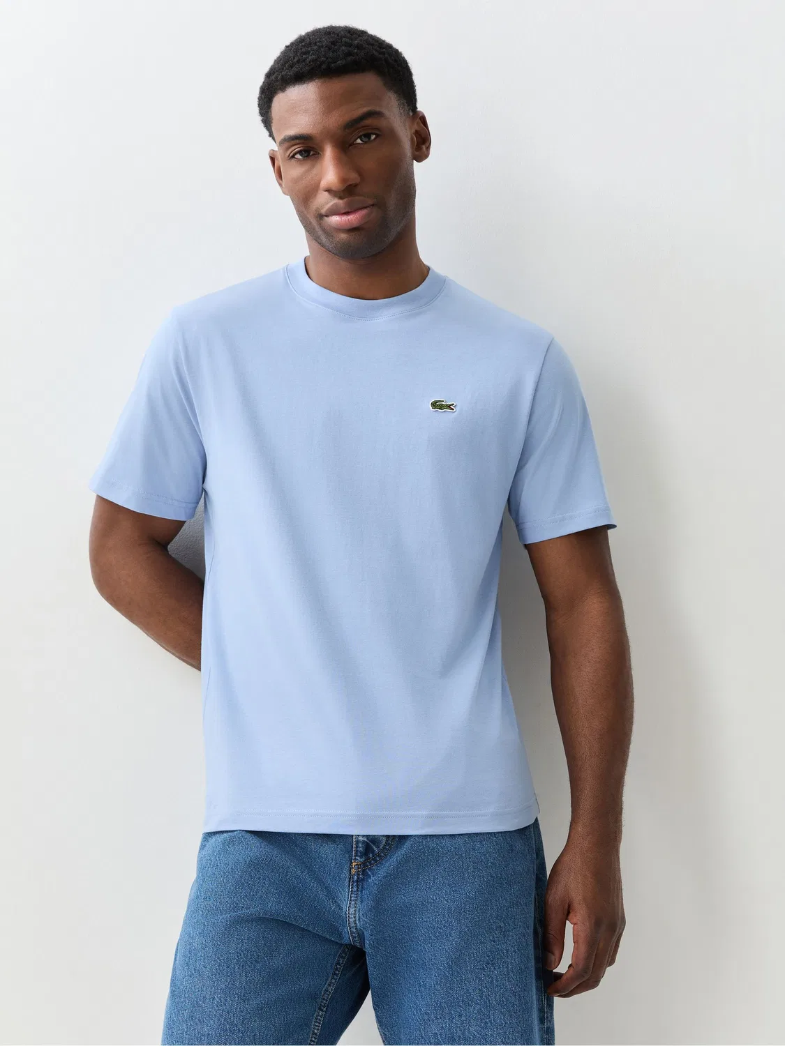 Lacoste Синяя трикотажная хлопковая футболка свободного кроя средней плотности