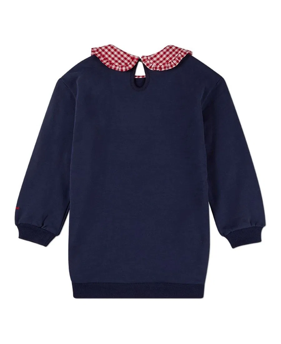 Платье-свитшот с воротником-питер пэн и длинным рукавом MeMoi, Navy-Red — фото 2
