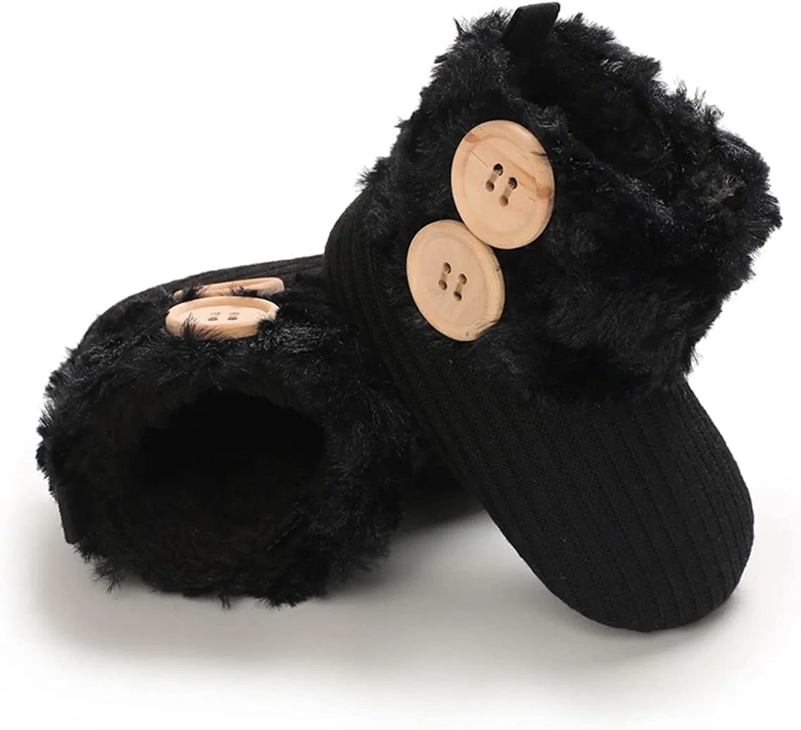 Детские зимние ботинки для девочек с мехом LAFEGEN, Black — фото 4