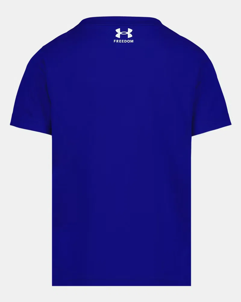 Футболка для мальчиков короткий рукав, влагоотводящая ткань UA Tech, UA Freedom Core UnderArmour, Royal/Red/White — фото 3
