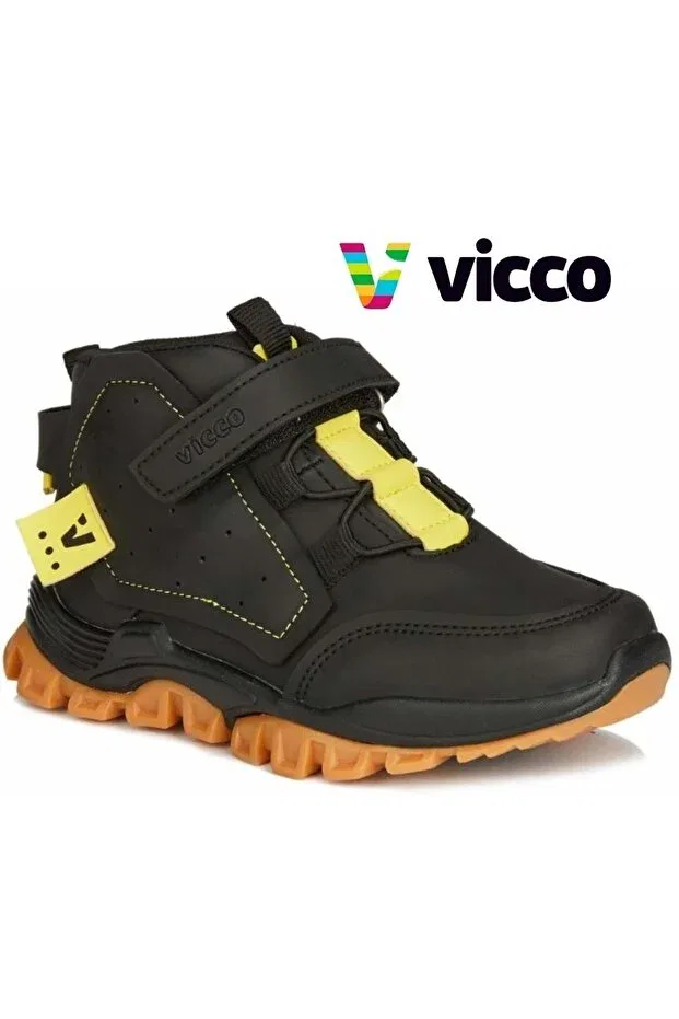 Детские ботинки для девочек ортопедические Omega Vicco, Black-Yellow