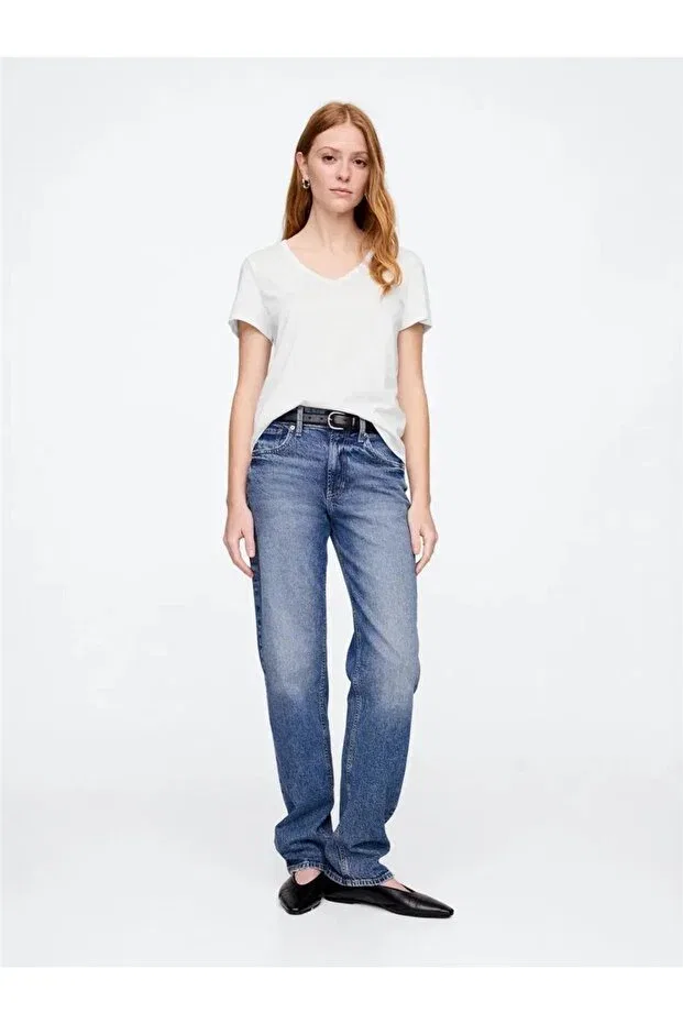Женская футболка с v-образным вырезом Gap, White — фото 4