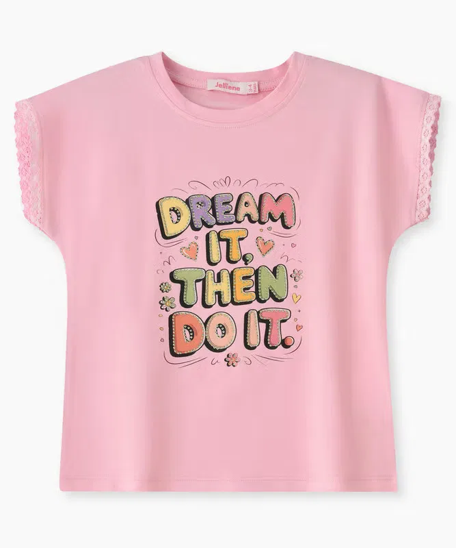 Футболка с принтом dream it then do it Jelliene, розовый