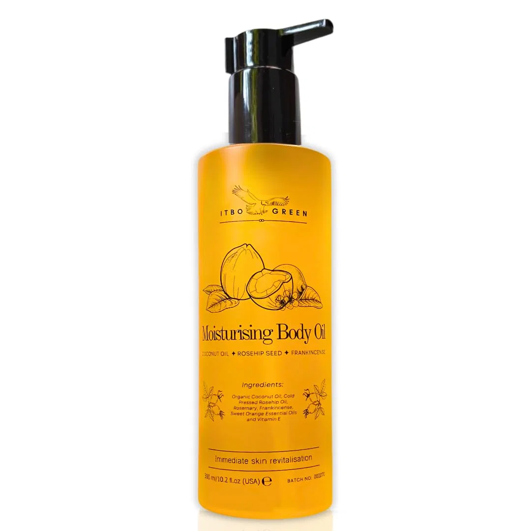 Масло для тела ITBO Green Natural Moisturising Body Oil, Coconut Oil with Rosehip Seeds, Frankincense and Vitamin E, 300 мл Itbo London