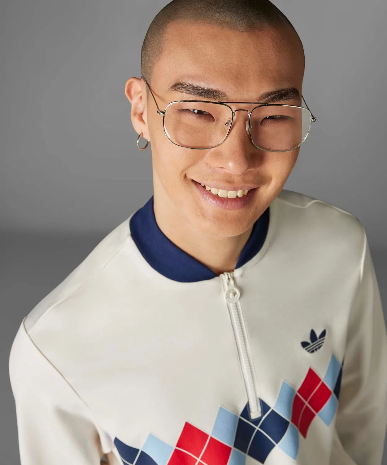 Мужской свитшот с четверть-застежкой, модель HZ Adidas, White — фото 4