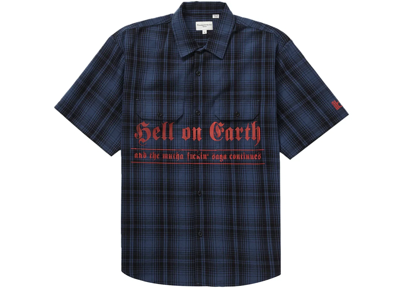 Мужская рубашка с принтом Supreme Bernadette Corporation, Navy Plaid