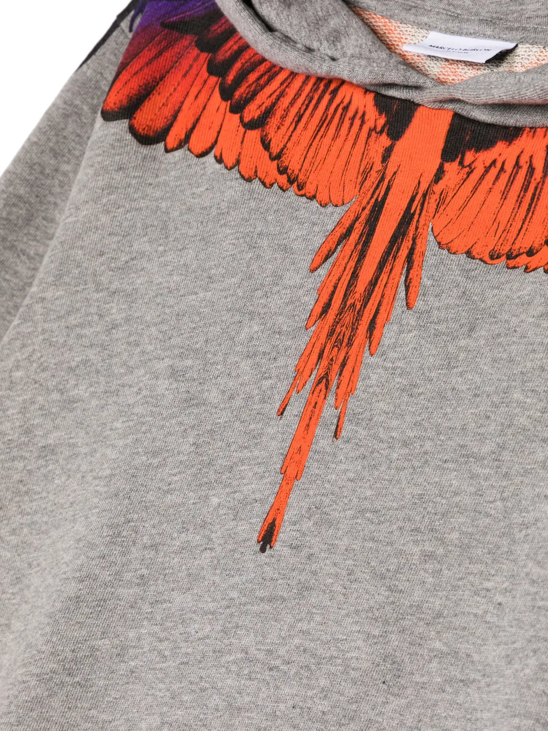 Худи с принтом крыльев из смеси хлопка Marcelo Burlon County of Milan, серый — фото 2