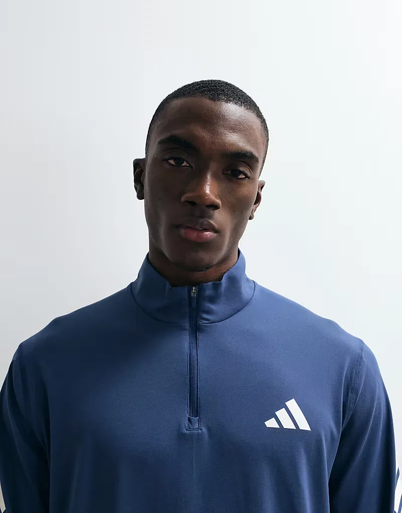 Футболка Adidas Performance Adi365 Iconic с застежкой-молнией до середины груди, Tech Indigo/белый — фото 3