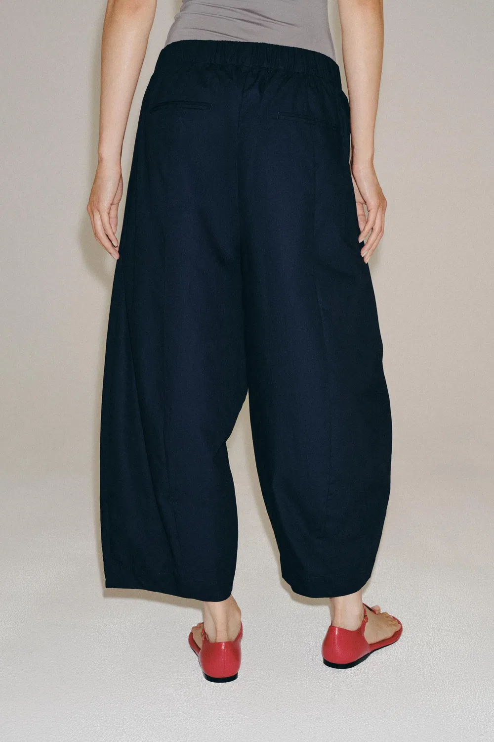 Брюки ZW COLLECTION BARREL ZARA, Navy blue — фото 3