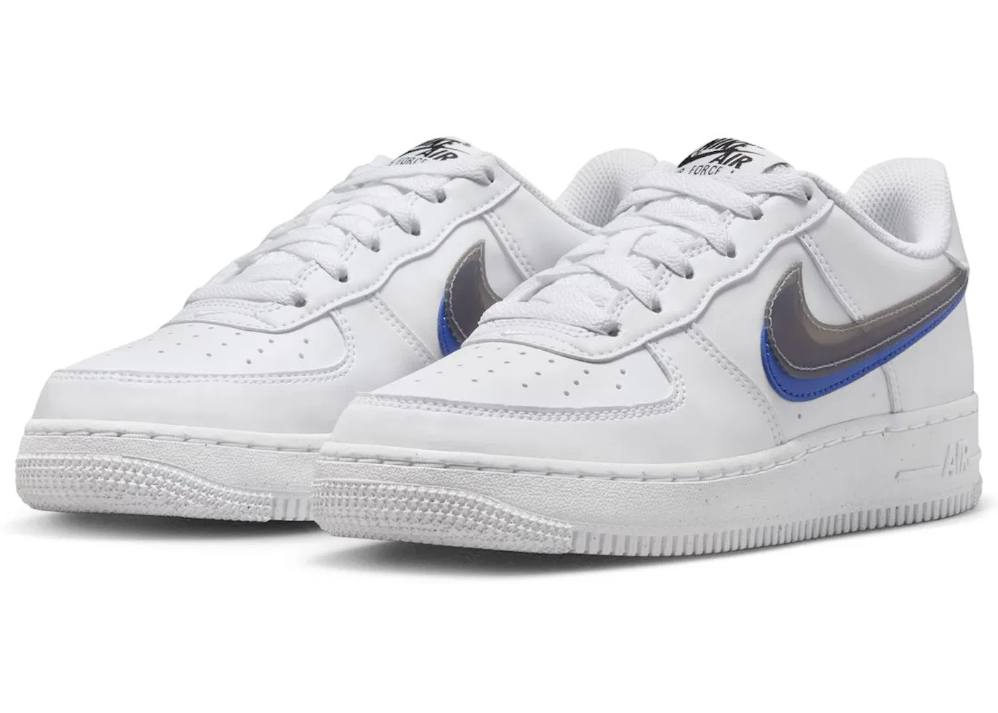 Детские кроссовки Lifestyle с принтом Nike Air Force 1 Low Nike, White/Black-Hyper Royal-Summit White — фото 2