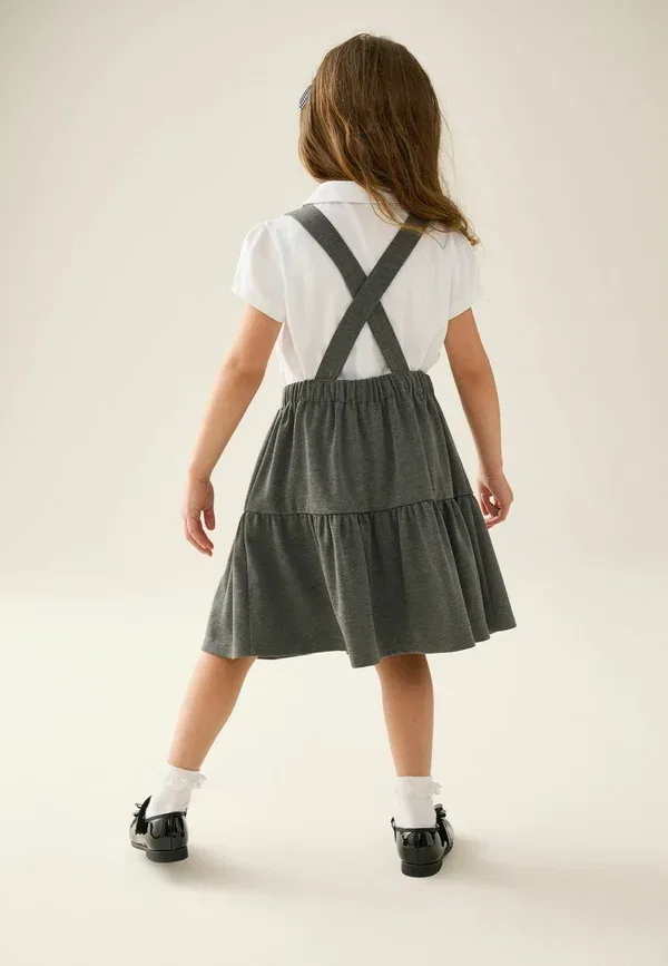 Платье школьное сарафан из полиэстера Tiered Pinafore School Dress Next, grey, серый — фото 3
