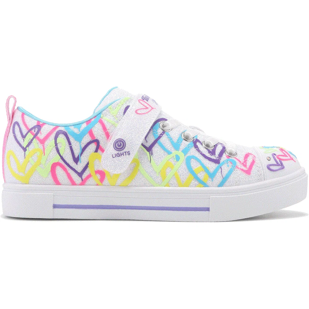 Детские кроссовки с мерцающими искорками для малышей Skechers, White Heart Multi — фото 2