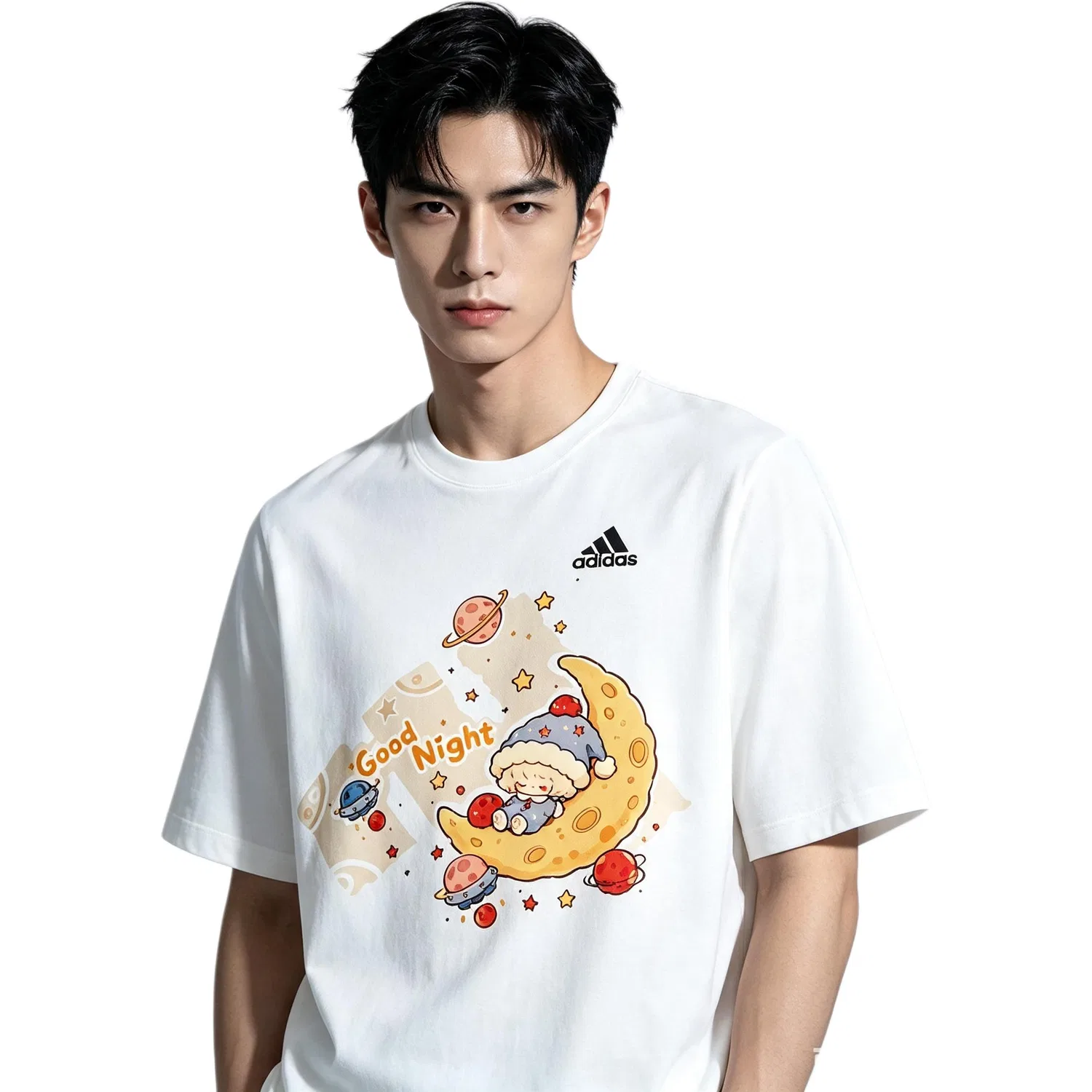 Футболка унисекс с коротким рукавом, свободного кроя, Adidas, Ecru — фото 3