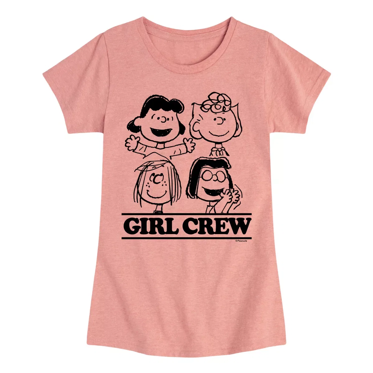 Детская футболка для девочек с принтом Peanuts Girl Crew Peanuts, Desert Pink