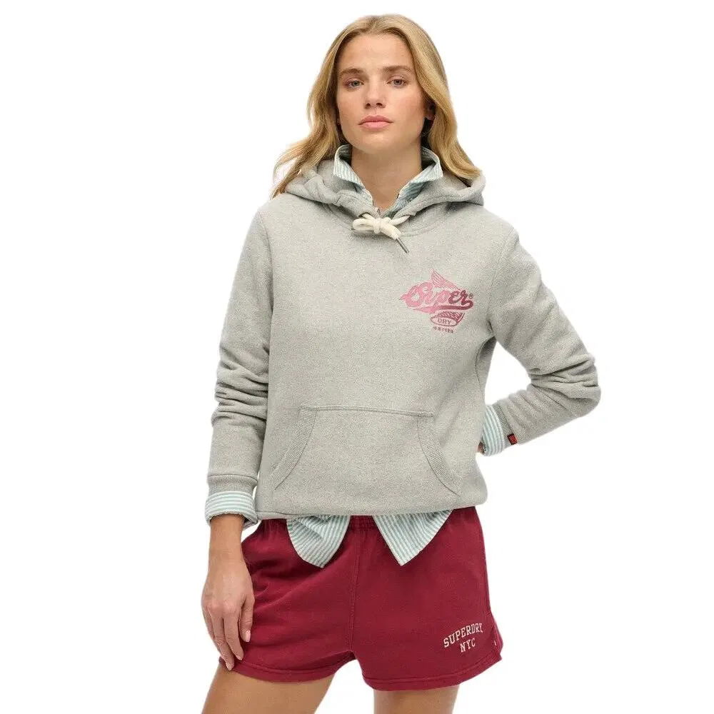 Женское металлическое худи с капюшоном Athletic Superdry, Grau / Betongrau — фото 2
