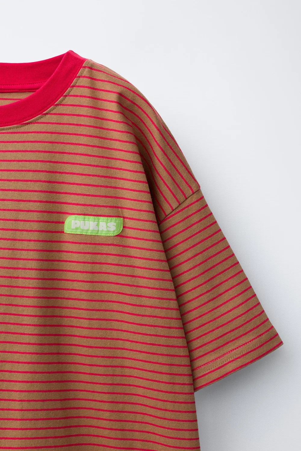 Футболка PUKAS с полосатым принтом для серфинга ZARA, Brown — фото 3